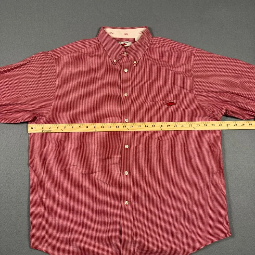Arkansas Razorbacks XL Red Gingham Button Down Shirt The Razorback Collection - Picture 5 of 13